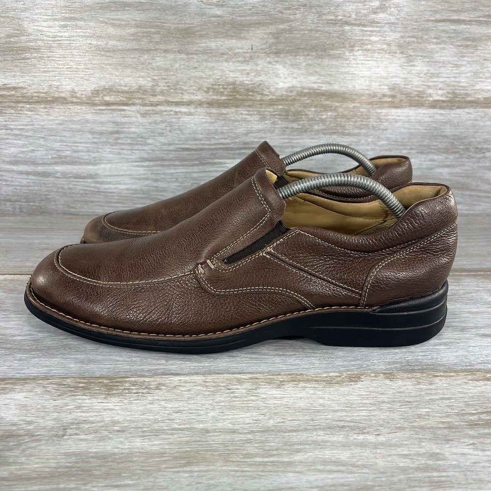 Johnston & Murphy Men's Shuler Brown Leather Moc Toe Slip On Shoes Size 10.5